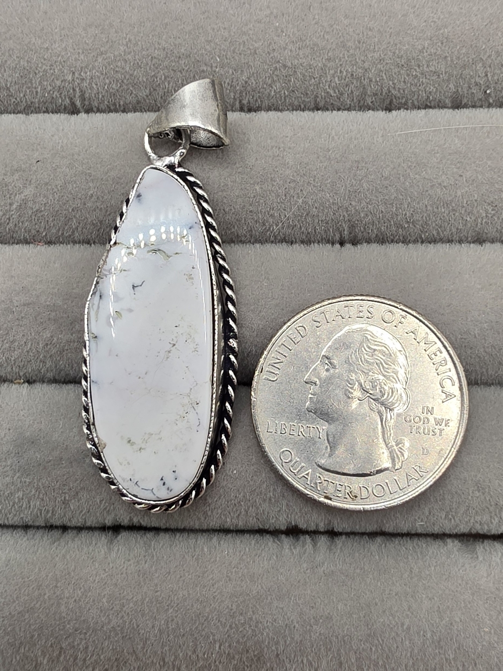 Silver Plated White Howlite Teardrop Pendant